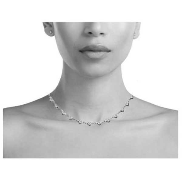 Unlock Your Heart's Desires with our Dazzling Silver Heart Linked Necklace - Image 2