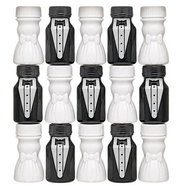 Wedding Bubble Bottles - Bride & Groom Shaped Party Favors - 24 Pack