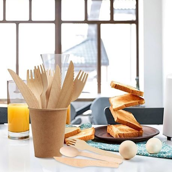 Eco-Friendly Disposable Wooden Cutlery Set - 72 Pieces - Image 5