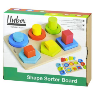 Unbox - Baby/Kids Wooden Colorful Shape Sorter Board & Blocks