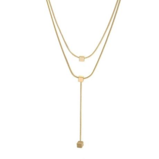 Triple the Charm: Square Pendant Necklace - Gold
