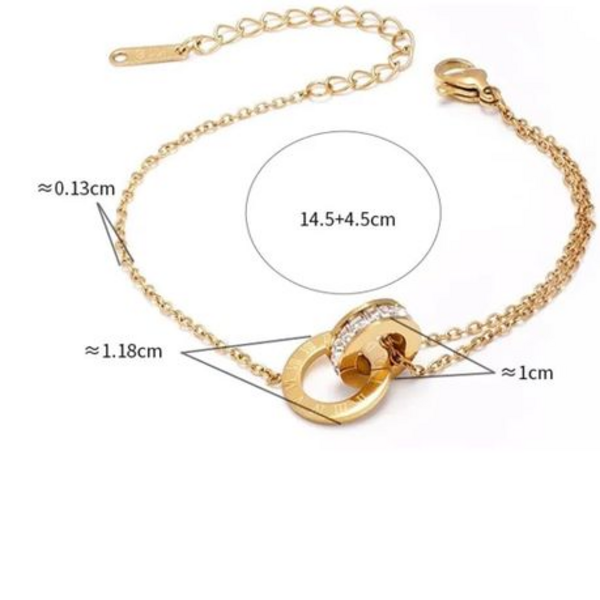 Athena Classic Interlocking Roman Numeral & Zircon Halo Bracelet in "Gold" - Image 7