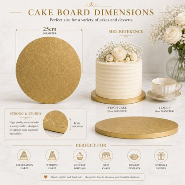 2 Pack 25cm Foil Covered Round Cake Boards - Flower Embossed - Image 8