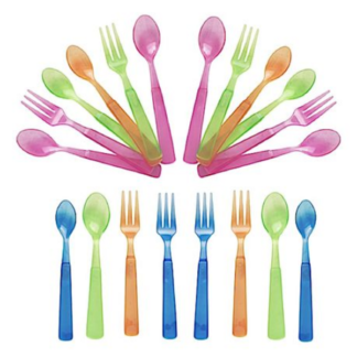 Bright Bites Brighter Parties- Pack of 12 Neon Mini Forks & 12 Mini Spoons