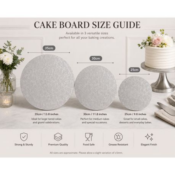 2 Pack 25cm Foil Covered Round Cake Boards - Flower Embossed - Image 24