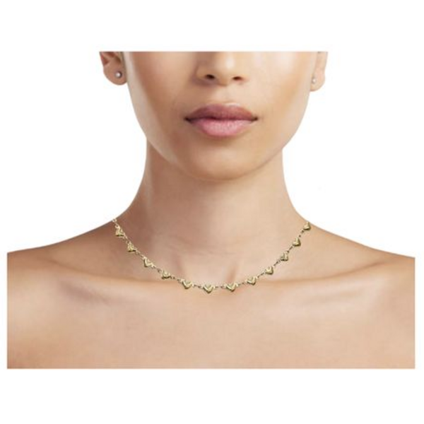 Unlock Your Heart's Desires with our Dazzling Gold Heart Linked Necklace - Image 2