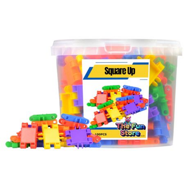 100 Piece Interlocking Square Up Blocks Colorful Building Set Toys for Kids