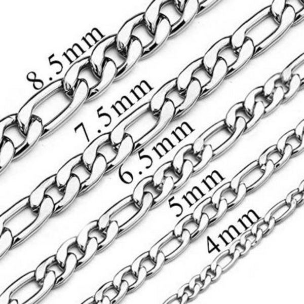 Premium Chunky Surgical Stainless Steel Figaro Chain Necklace for Men Women - Image 3