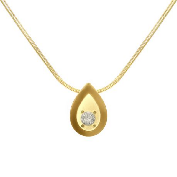 Golden Gleam: The Pear-Shaped Pendant with Zircon Zazzle! - Gold