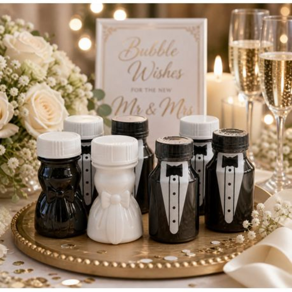 Wedding Bubble Bottles - Bride & Groom Shaped Party Favors - 24 Pack - Image 4
