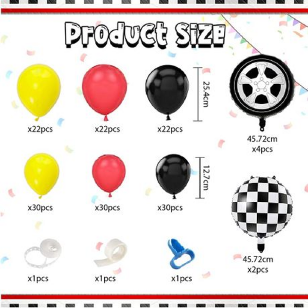 +-130 Piece Race Car Themed Balloon Kit Decoration Pack - Image 3