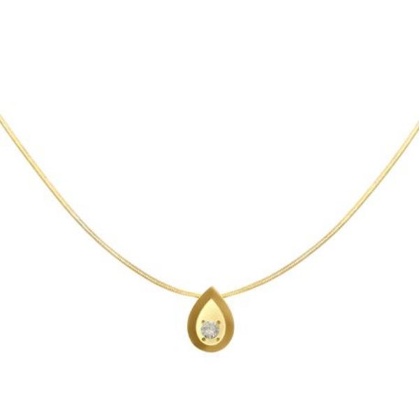 Golden Gleam: The Pear-Shaped Pendant with Zircon Zazzle! - Gold - Image 2