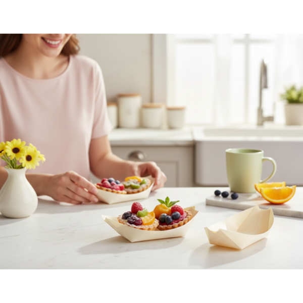 50 Pack - 9cm Disposable Pine Catering Food Trays - Image 4