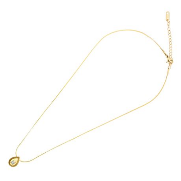 Golden Gleam: The Pear-Shaped Pendant with Zircon Zazzle! - Gold - Image 4