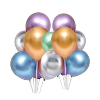 Vibrant Party Decor: 2 Packs of 6 Metallic Full Color Mixed Balloons