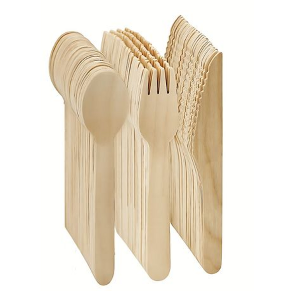 Eco-Friendly Disposable Wooden Cutlery Set - 72 Pieces - Image 2