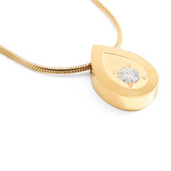 Golden Gleam: The Pear-Shaped Pendant with Zircon Zazzle! - Gold - Image 3
