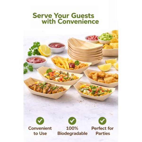 50 Pack - 9cm Disposable Pine Catering Food Trays - Image 5