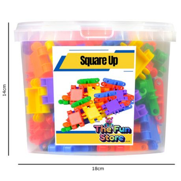 100 Piece Interlocking Square Up Blocks Colorful Building Set Toys for Kids - Image 3