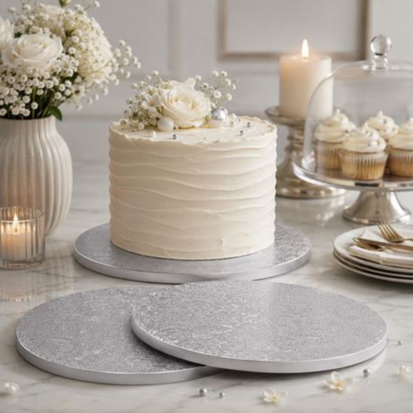2 Pack 25cm Foil Covered Round Cake Boards - Flower Embossed - Image 29