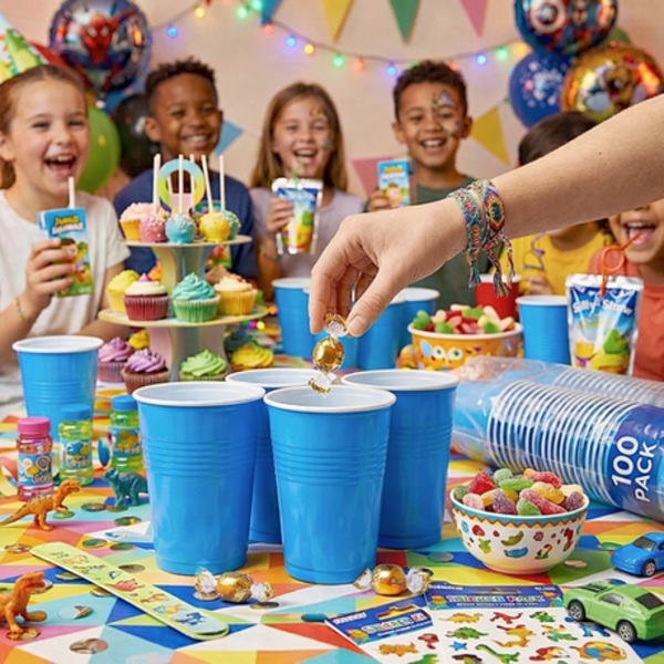 100 Blue Disposable Party Cups - 470ml / 16oz Sturdy Plastic Drinking Cups - Image 4
