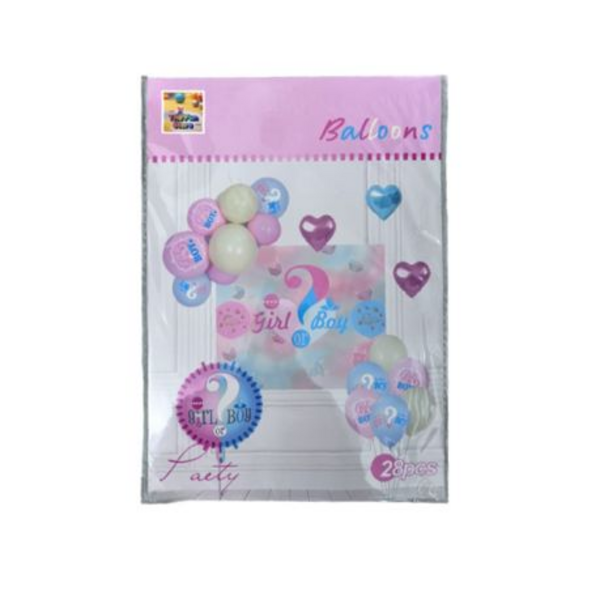 28-Piece Gender Reveal Baby Boy or Girl Decoration Balloon and Backdrop Set - Image 5