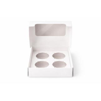 6 Pack Sturdy Cupcake Boxes with Clear Windows - holds 4 Cupcakes per Box
