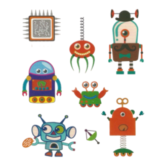 Kids Mixed Pack ROBOT Theme Coloured StickerTemporary Tattoos Boys Gift