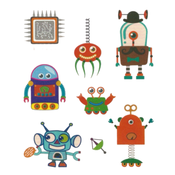 Kids Mixed Pack ROBOT Theme Coloured StickerTemporary Tattoos Boys Gift
