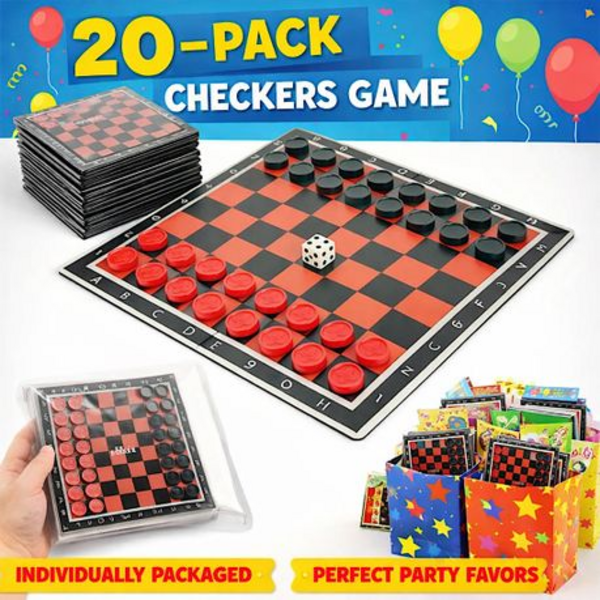 Classic Checkers Games Pack of 20 - Fun Party Favors & Giveaways - Image 2